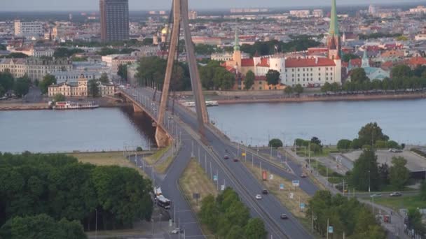 Pemandangan Udara Dari Riga Lama Pusat Bersejarah Ibukota Latvian Riga — Stok Video