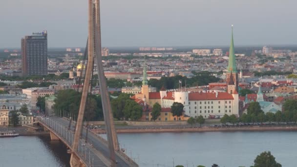 Пташиного Польоту Риги Історичного Центру Столиці Латвії Ризі — стокове відео