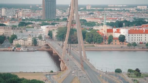 Vista Aérea Del Casco Antiguo Riga Centro Histórico Capital Letona — Vídeo de stock