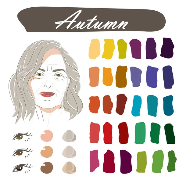 Paleta Analizy Kolorów Wektorowych Sezonowych Najlepszych Kolorów Jesień Typu Wygląd — Wektor stockowy