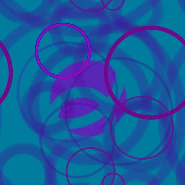 Geometrische Abstrakte Nahtlose Muster Zufällig Angeordnete Fliederfarbene Ringe Auf Azurblauem — Stockfoto