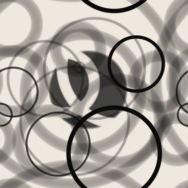 Geometrische Abstrakte Nahtlose Muster Zufällig Angeordnete Schwarze Ringe Auf Weißem — Stockfoto