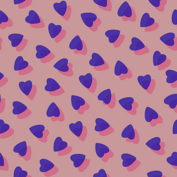 Eenvoudige Paarse Harten Naadloze Patroon Chaotisch Roze Achtergrond Gemaakt Van — Stockfoto