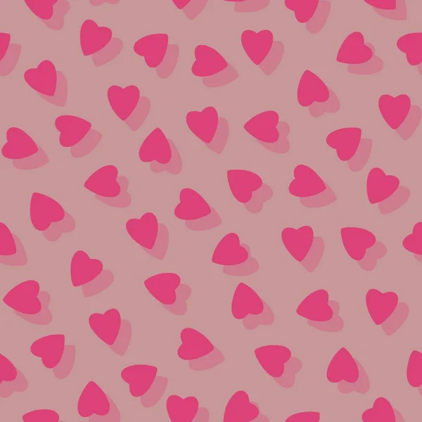 Eenvoudige Roze Harten Naadloze Patroon Chaotische Roze Achtergrond Gemaakt Van — Stockfoto