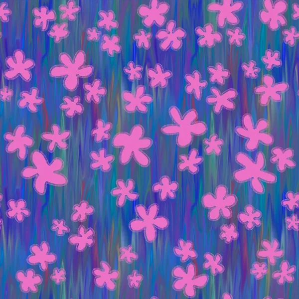 Patrón Tela Moda Con Flores Púrpuras Miniatura Dibujadas Mano Sobre — Foto de Stock
