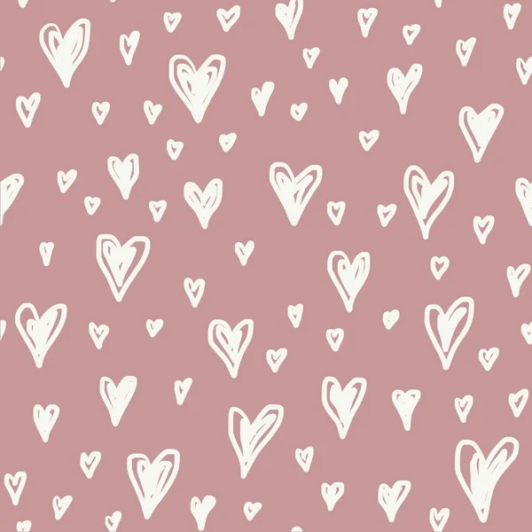 Valentinstag Muttertag Handgezeichnet Doodle Nahtlose Muster Weiß Auf Rosa Marker — Stockfoto