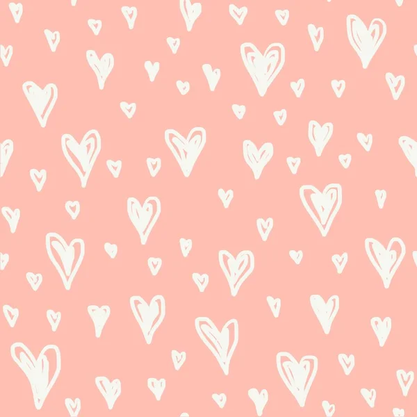 Valentines Day Mothers Day Hand Drawn Doodle Seamless Pattern White — Stock Photo, Image