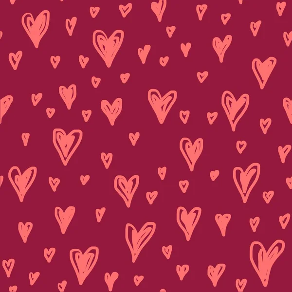 Valentijnsdag Moederdag Met Hand Getekend Doodle Naadloos Patroon Roze Bordeaux — Stockfoto
