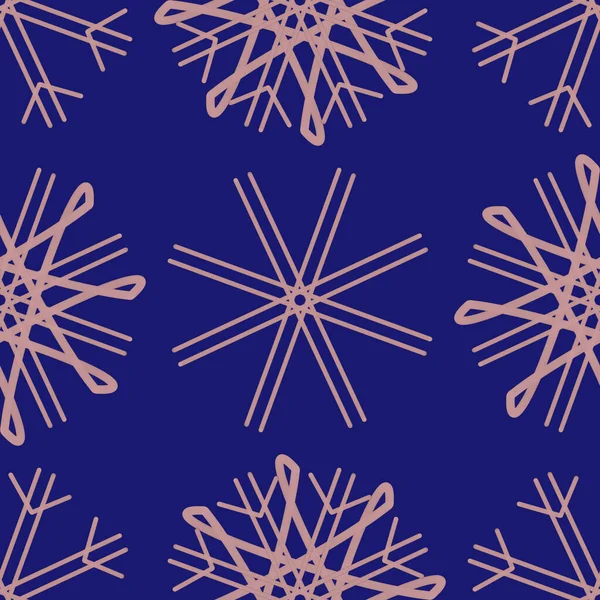 Seamless Christmas,New Year pattern doodle with hand random drawn snowflakes.Wrapping paper for presents,funny textile fabric print,design,decor,food wrap,backgrounds.Raster copy in blue, pink colors
