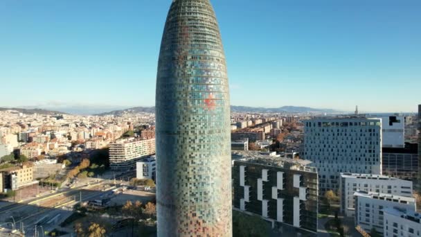 Panoramiczny Widok Panoramę Miasta Torre Glories Przodu Dawniej Znany Jako — Wideo stockowe