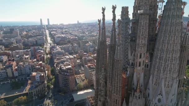 Vista Panorâmica Panorâmica Panorâmica Arquitetura Igreja Catedral Católica Sagrada Família — Vídeo de Stock