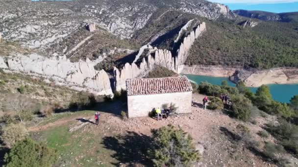 Panorama Hava Aracı Spanya Nın Katalonya Aragon Sınırındaki Canyelles Rezervuarının — Stok video