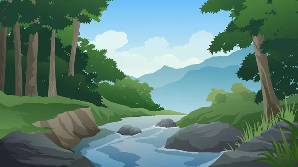 Forest Landscape Scene Illustration — Stock Vector