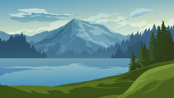 Красивый Горный Пейзаж Природа Окружающая Среда Горы Фон — стоковый вектор