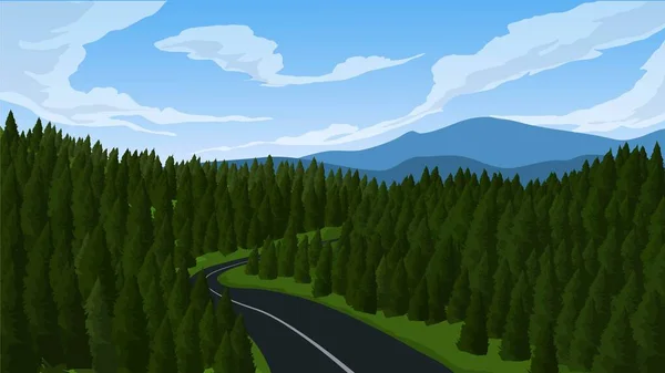 Зеленые Холмы Горах Ландшафт Горным Лесом — стоковый вектор