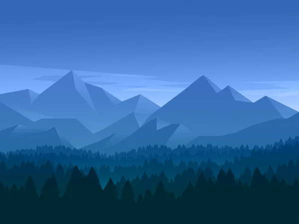 Mountain Panorama Trees Background Illustration — Stock Vector