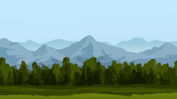 Forêt Montagnes Montagne Collines Paysage Illustration Vectorielle — Image vectorielle