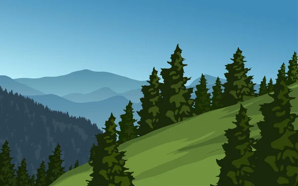 Krajobraz Górski Górami Piękne Krajobrazy Leśne — Wektor stockowy
