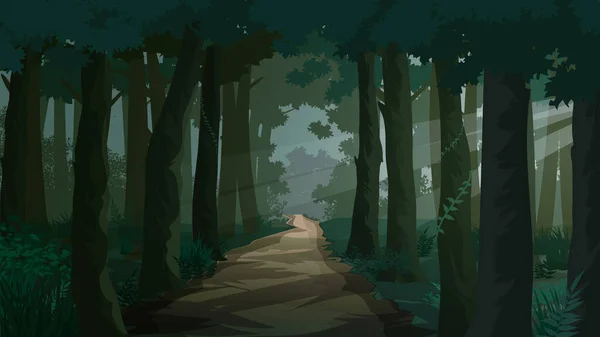 森の木々に囲まれた美しい景色 — ストックベクタ