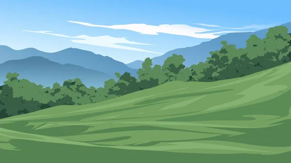 Векторні Гірські Пейзажі Лісом Лугом — стоковий вектор