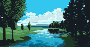 Güzel nehir güneşli gün manzarası