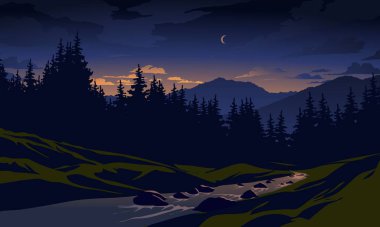 Dağlı soyut yaratıcı manzara 