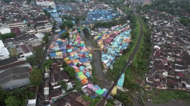 Vue Aérienne Vieux Village Bidonvilles Jodipan Avec Des Maisons Colorées — Video