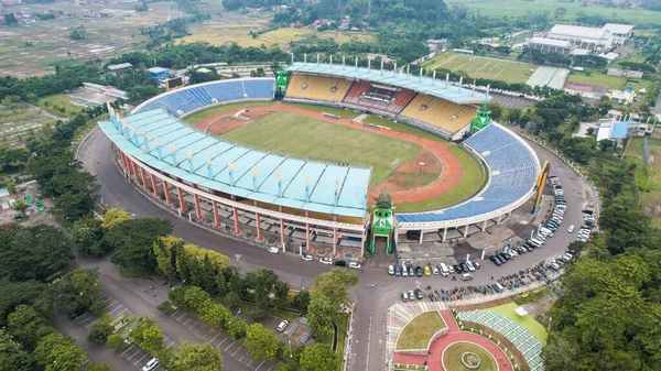 Luftaufnahme Der Schönen Landschaft Jalak Harupat Fußball Oder Fußballstadion Morgen — Stockfoto