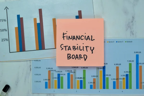 Koncept Rady Pro Finanční Stabilitu Psát Lepkavé Poznámky Izolované Dřevěném — Stock fotografie