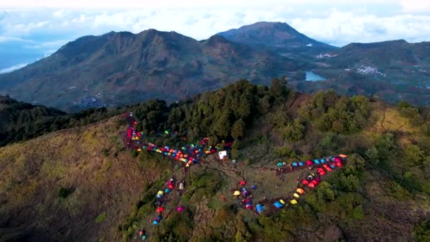 Pemandangan Udara Puncak Gunung Keindahan Prau Dieng Jawa Tengah Dan — Stok Video