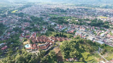 Aerial view of Traditional Minangkabau houses located in Bukittinggi, West Sumatra, Indonesia. Bukittinggi, Indonesia - January 25, 2023