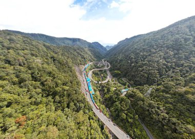 Aerial view of Kelok 9 bridge West Sumatra. Payakumbuh, Indonesia, January 26, 2023