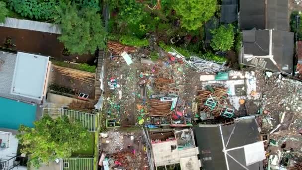 Widok Lotu Ptaka Ruiny Budynków Zniszczonych Trzęsieniu Ziemi Cianjur City — Wideo stockowe