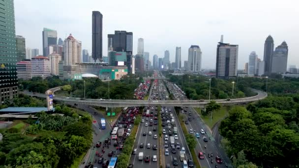 Widok Lotu Ptaka Rondzie Semanggi Dżakarta Indonezja Widok Lotu Ptaka — Wideo stockowe