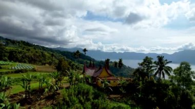 Aerial view of panorama of Maninjau Lake West Sumatra, Danau maninjau. sumatra, Indonesia, February 12, 2023