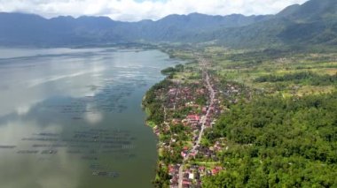 Aerial view of panorama of Maninjau Lake West Sumatra, Danau maninjau. sumatra, Indonesia, February 12, 2023