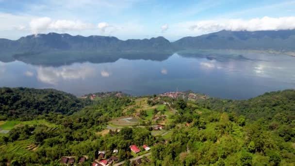 Aerial View Panorama Maninjau Lake West Sumatra Danau Maninjau Sumatra — Stockvideo