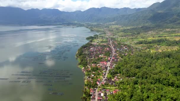 Αεροφωτογραφία Του Πανοράματος Της Λίμνης Maninjau West Sumatra Danau Maninjau — Αρχείο Βίντεο