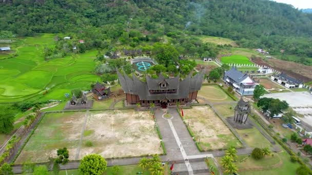 Aerial View Istano Baso Pagar Ruyung Heritage Building Traditional Minangkabau — Stok Video