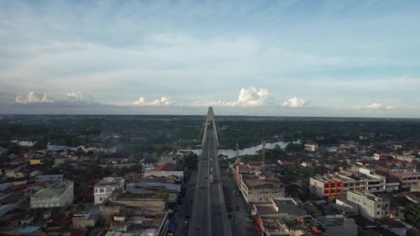 Aerial View Siak Bridge Abdul Jalil Alamuddin Syah Bridge Siak — Vídeos de Stock