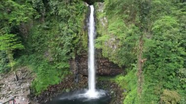 Aerial view of Lembah Anai Waterfall, a nature tourist destination in Padang. West Sumatera, Indonesia, February 27, 2023
