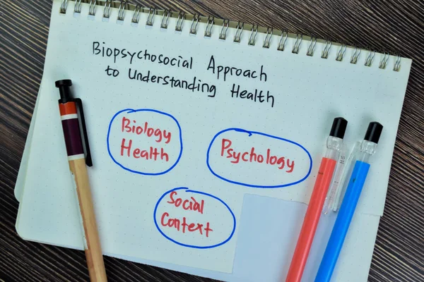 Conceito Abordagem Biopsicossocial Para Compreender Saúde Escreva Sobre Livro Isolado — Fotografia de Stock