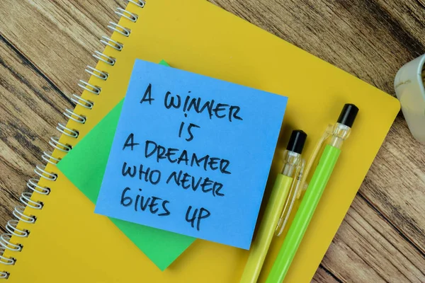 Győztes Koncepciója Egy Álmodozó Aki Soha Nem Adja Fel Írást — Stock Fotó