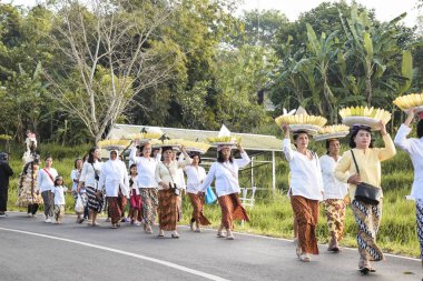 Cigugur Köyü, geleneksel törendeki hizmetçiler. Cigugur Köyü, geleneksel seren taun törenindeki hizmetçiler. Kuningan, Batı Java, Endonezya, 19 Temmuz 2023