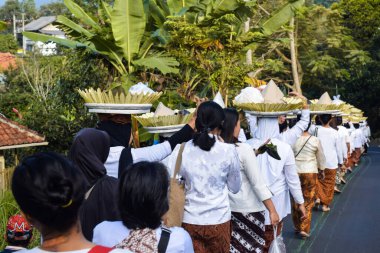Cigugur Köyü, geleneksel törendeki hizmetçiler. Cigugur Köyü, geleneksel seren taun törenindeki hizmetçiler. Kuningan, Batı Java, Endonezya, 19 Temmuz 2023