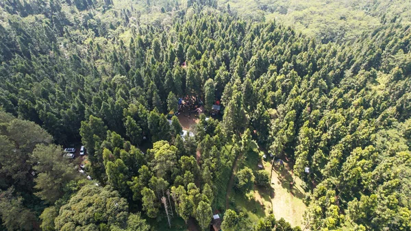 ダイエン間の森林化されたワノソボ境界線の空中観測 ウォノソボ 西ジャワ インドネシア 2023年7月20日 — ストック写真