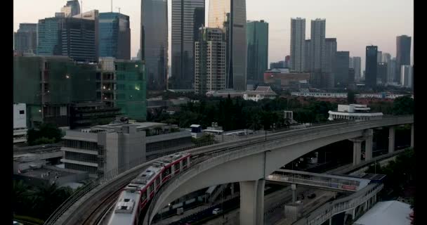 Vista Aérea Teste Trem Jakarta Lrt Executado Para Fase Pancoran — Vídeo de Stock