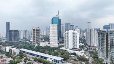 Jakarta 'nın havadan panoramik şehir manzarası. Bekasi, Endonezya 24 Kasım 2023
