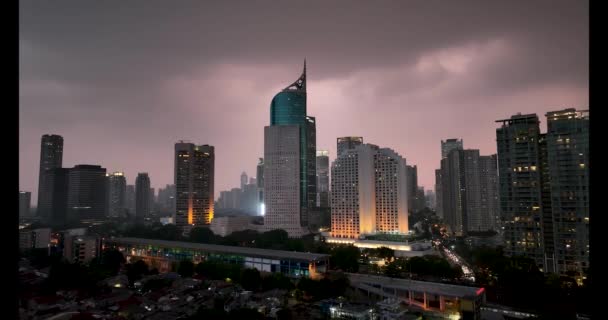 Jakarta Downtown Buildings Sunset Bekasi Indonesia November 2023 — Stock Video