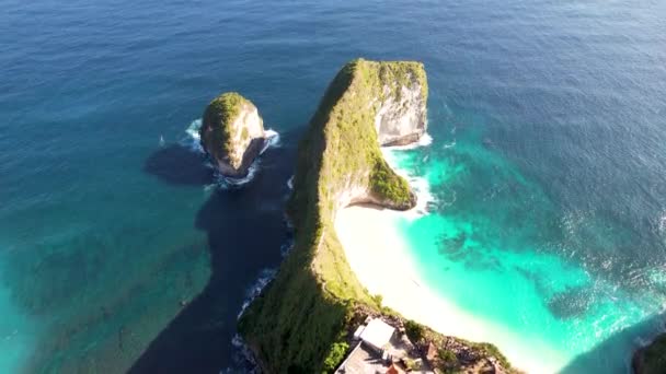 Luchtfoto Van Kelingking Beach Nusa Penida Een Van Meest Ongelooflijke — Stockvideo